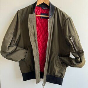 ZARA Men's Bomber Jacket - Medium | Olive Green | Good Condition